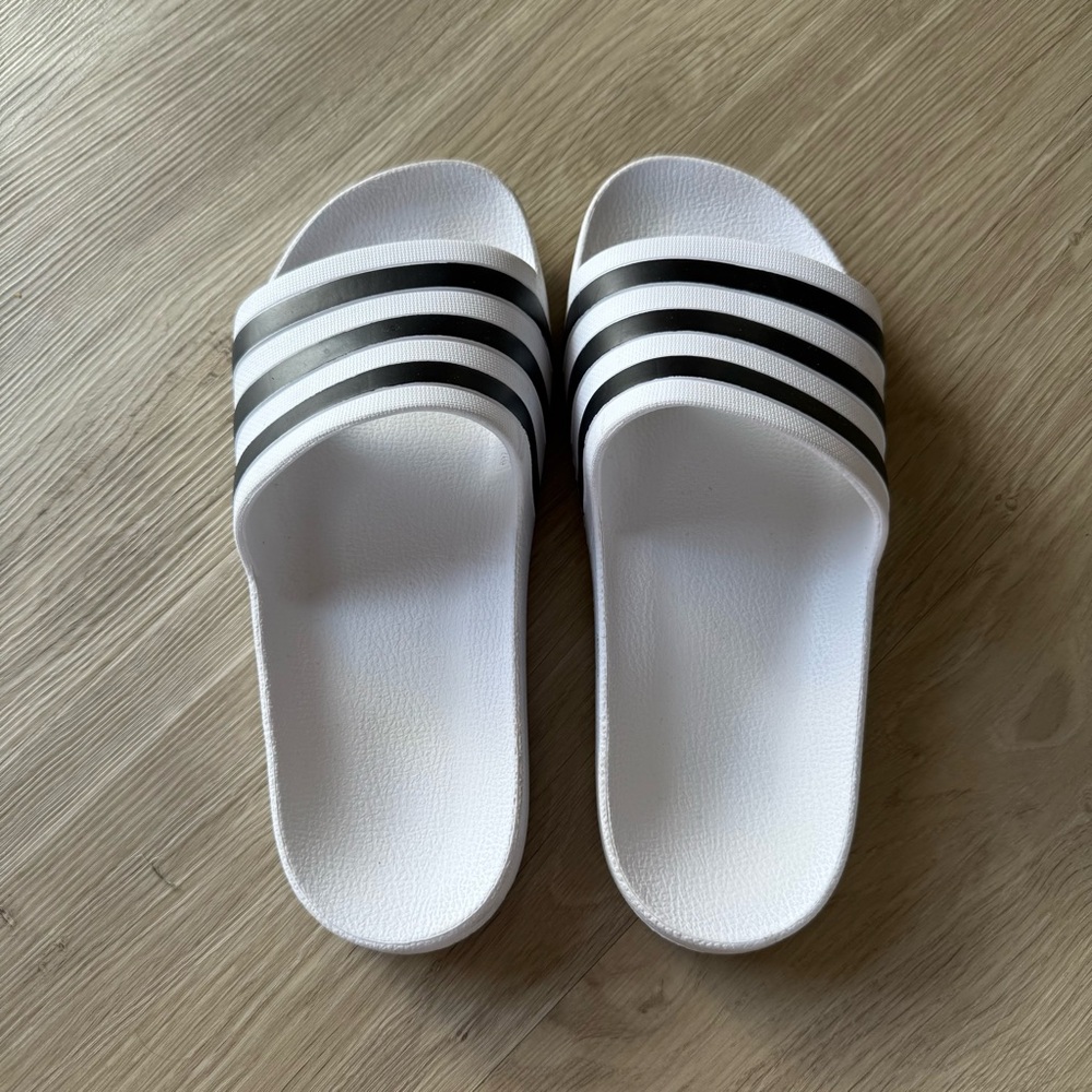 Adidas Women's Black and White Slide Sandals